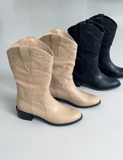 linen half western boots