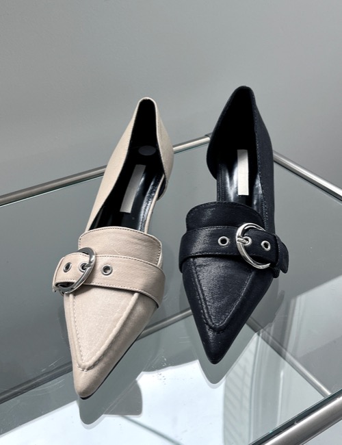 glossy coating buckle heel