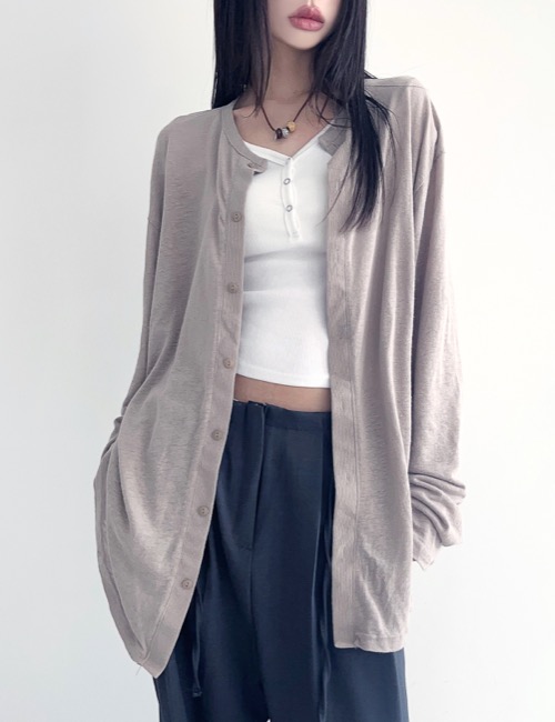 over-fit linen loose cardigan