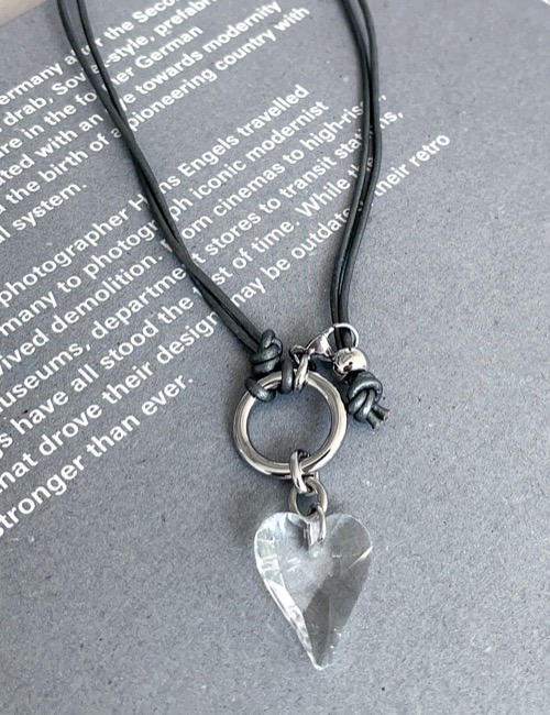 leather heart hook necklace