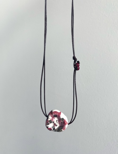 red mix stone necklace