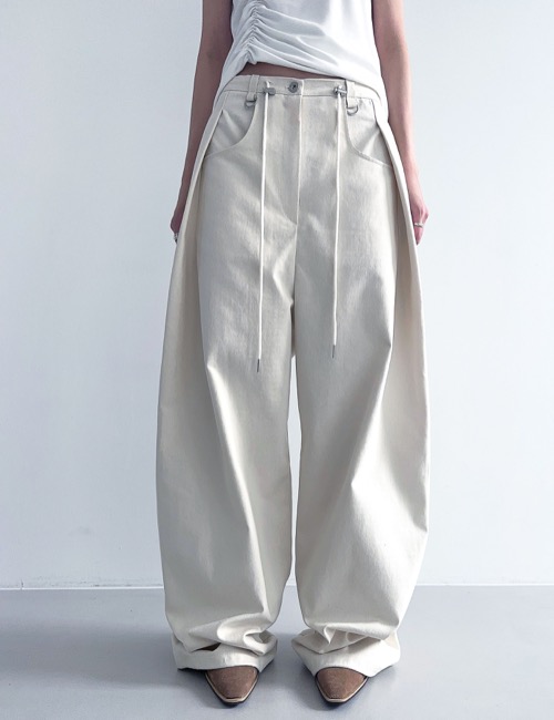 leather mix side tuck maxi pants