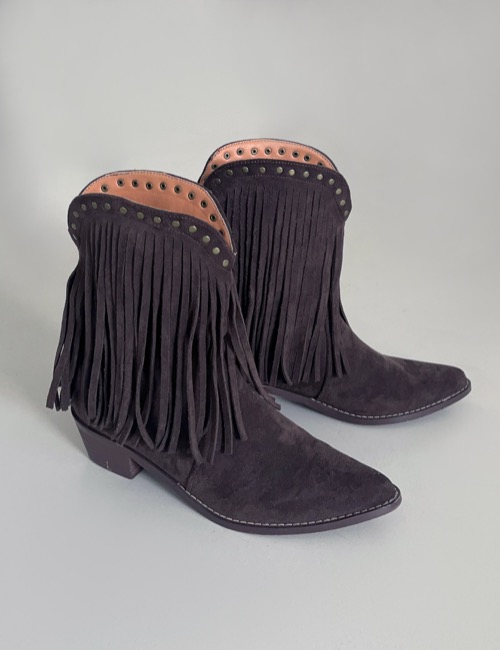 suede tassel middle boots