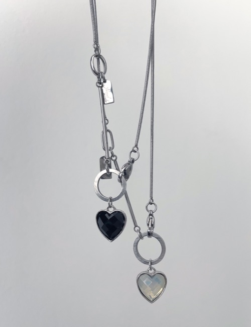 heart cubic hook necklace