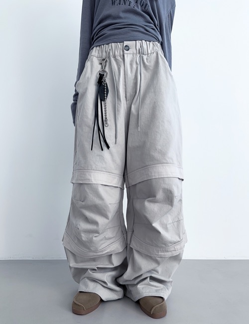 solid strap work wide pants