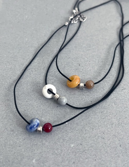 color gemstone ball necklace