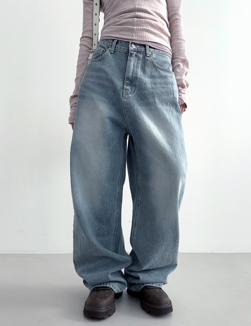 pure gray wide denim pants