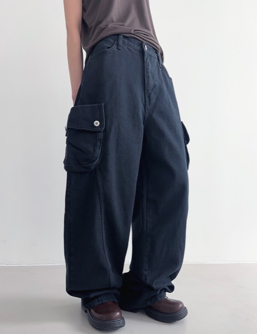 curve solid cargo wide pants
