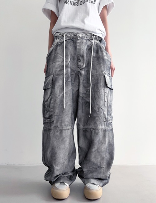 gray dirty string cargo pants