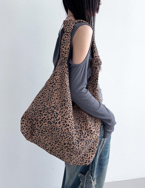 leopard bind shopper bag