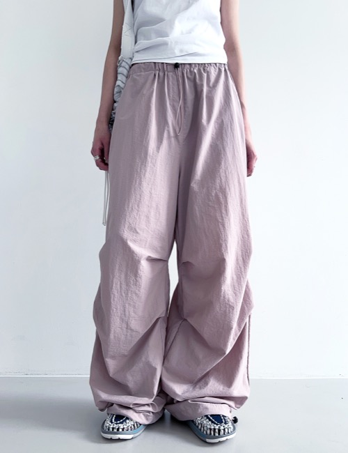 nylon parachute pintuck pants / pink