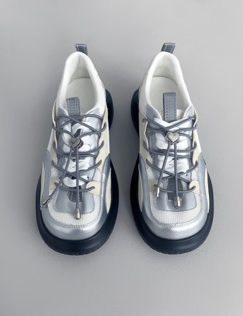 heart form silver sneakers
