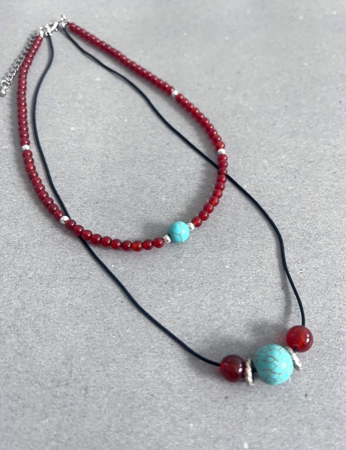 red mix ball set necklace